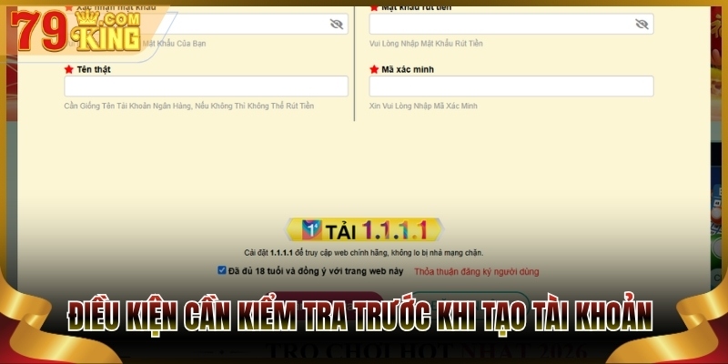 Điều kiện cần kiểm tra trước khi tạo tài khoản