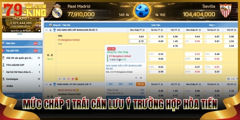 Mức chấp 1 trái cần lưu ý trường hợp hòa tiền